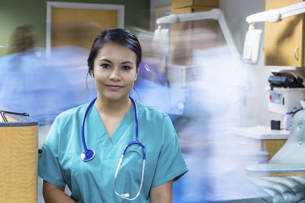 healthcare professional with blurred background